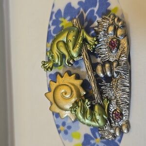 Gold and Silver Frogs-on-a-Seesaw  Brooch, NWT